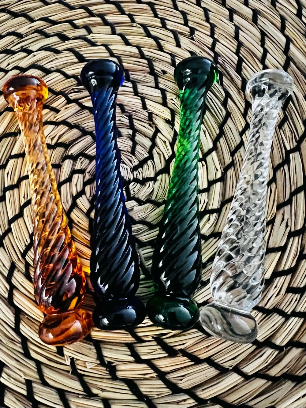 Vintage 1930s Cambridge Glass Twist Cocktail Muddlers - Set of 4